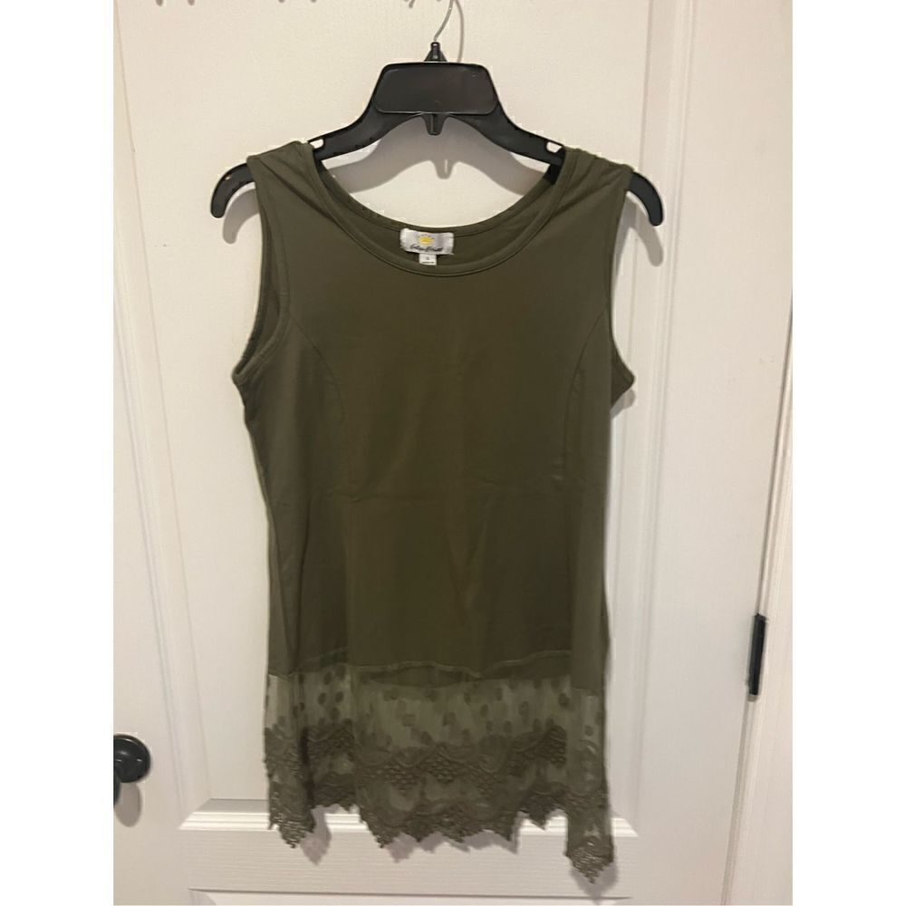 Kathleen Kirkwood Olive Green Tank Top lace bottom